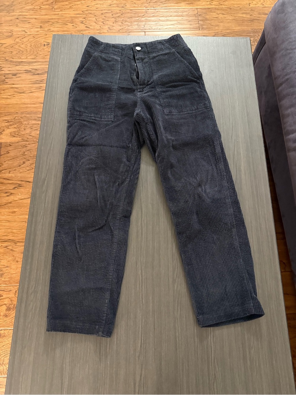 Pact Women's Straight-Leg Corduroy Pants charcoal gray/black, size M